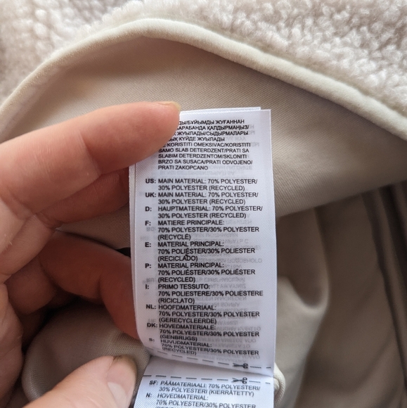 Adidas Cream Sherpa Jacket Girls Medium - Picture 6 of 6